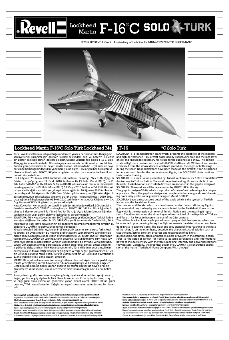 Page n°1 - Manuel utilisateur Revell F-16 C Solo Türk