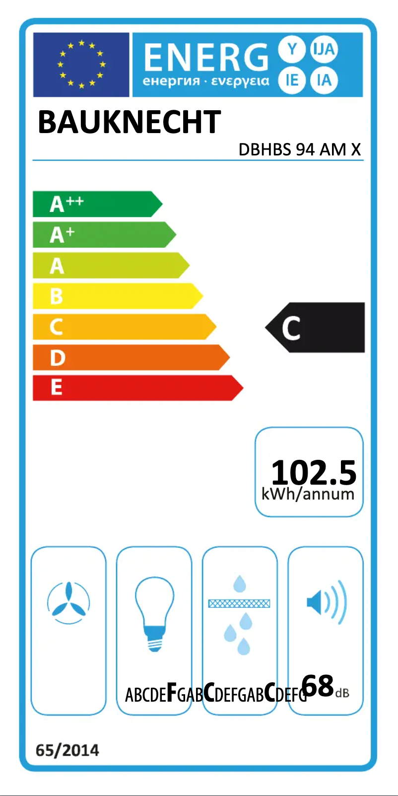 Page n°1 - Label énergétique Bauknecht DBHBS 94 AM X