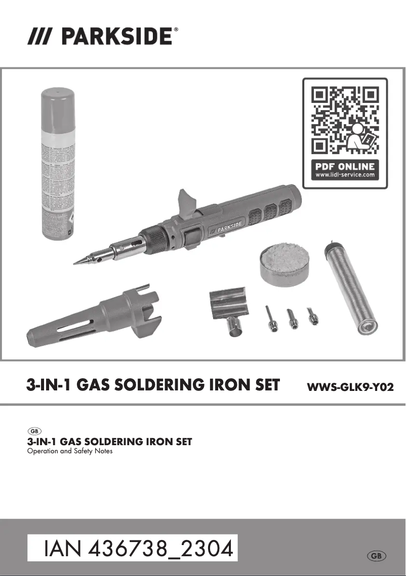 Page 1 de la notice Manuel utilisateur Parkside WWS-GLK9-Y02