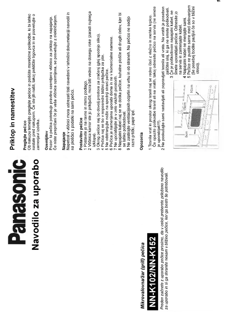 Page 1 de la notice Manuel utilisateur Panasonic NN-K152