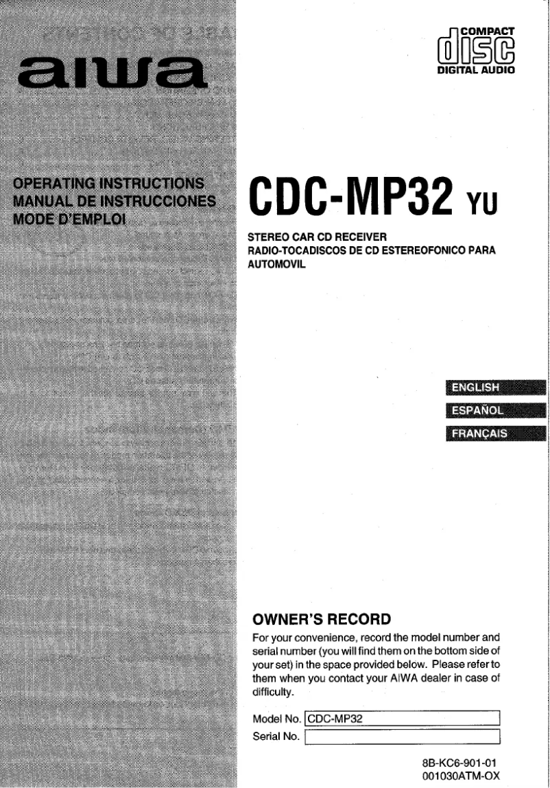 Page n°1 - Manuel utilisateur Aiwa CDC-MP32