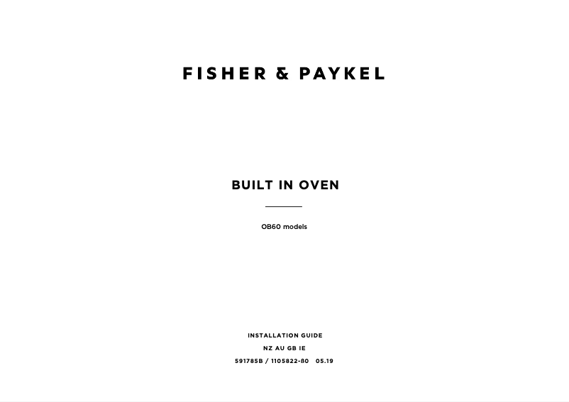 Page 1 de la notice Guide d'installation Fisher & Paykel OB60B77CEW3