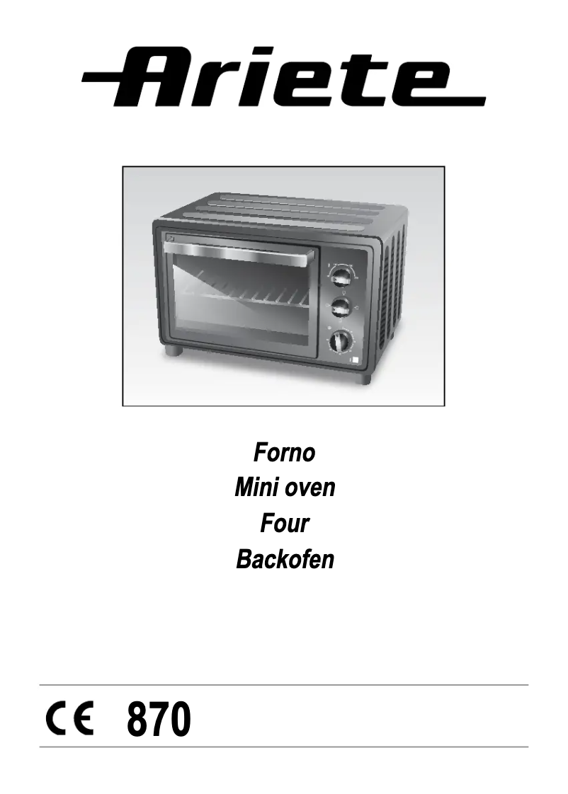 Page 1 de la notice Manuel utilisateur Ariete 0870