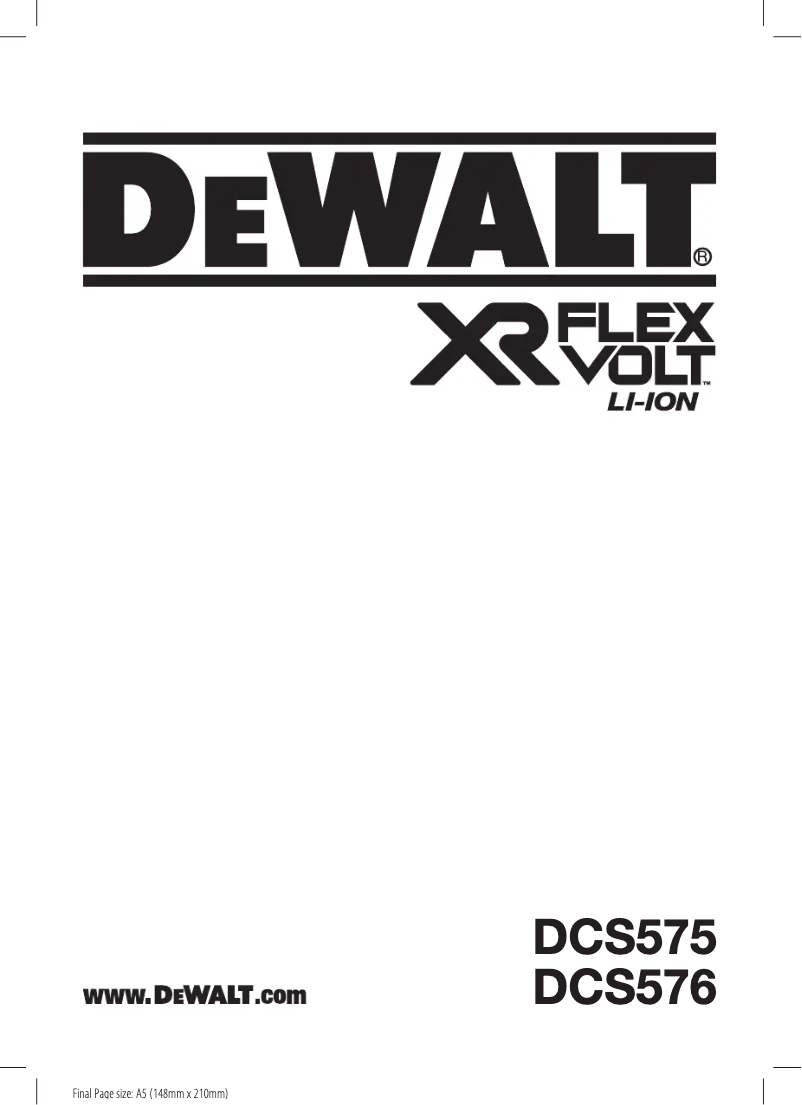 Page 1 de la notice Manuel utilisateur DeWalt DCS575