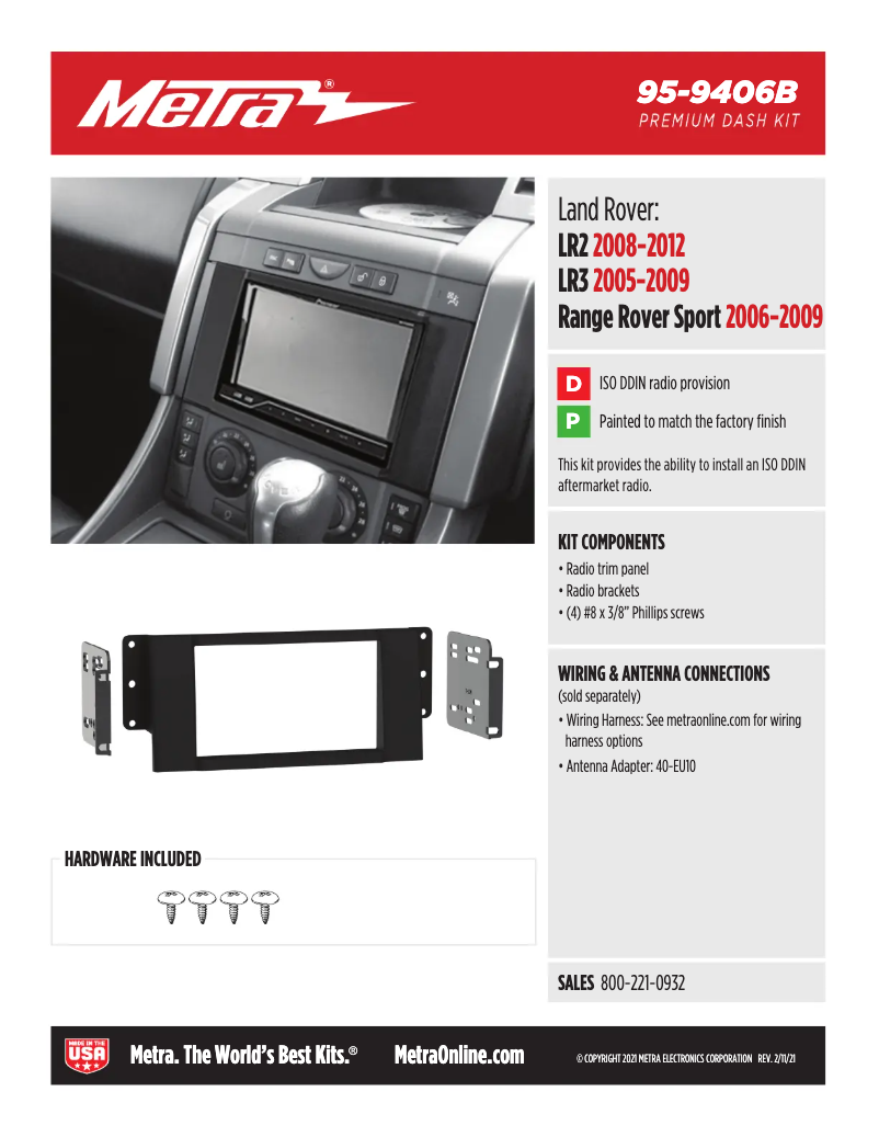 Page n°1 - Fiche technique Metra 95-9406B