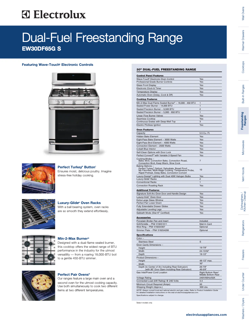 Page n°1 - Fiche technique Electrolux EW30DF65GB