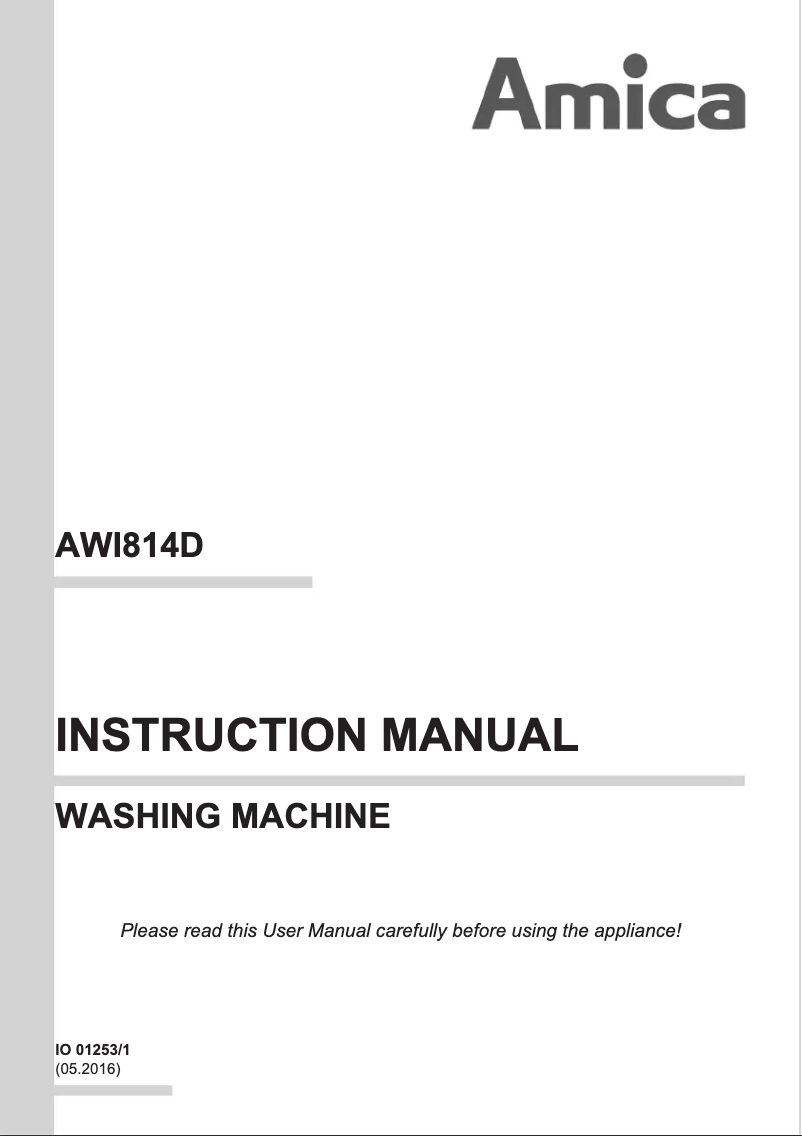 Page 1 de la notice Manuel utilisateur Amica AWI814D