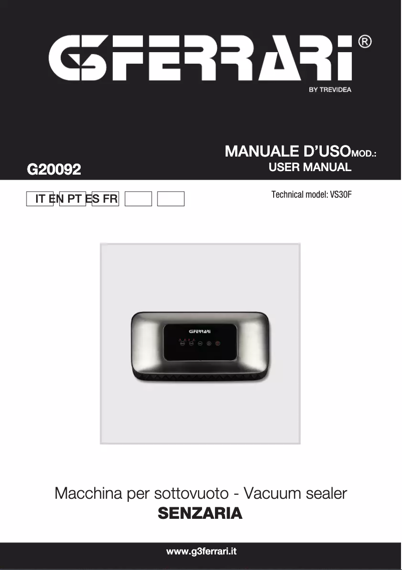 Page 1 de la notice Manuel utilisateur G3 Ferrari Senzaria G20092