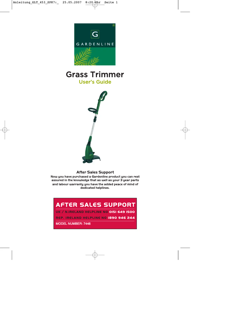 Image de la première page du manuel de l'appareil GLT 453