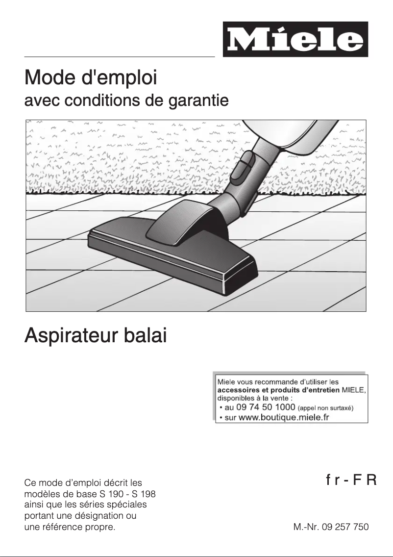 Page 1 de la notice Manuel utilisateur Miele S 198