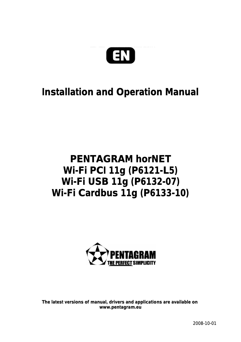 Page 1 de la notice Manuel utilisateur Pentagram P 6132-07