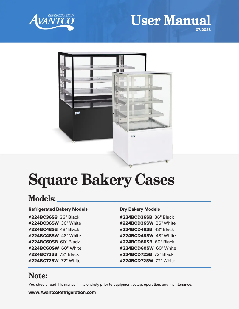 Page 1 de la notice Manuel utilisateur Avantco BCD-72-SB