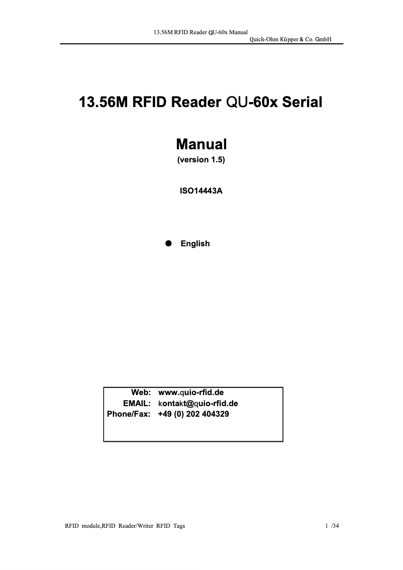 Image de la première page du manuel de l'appareil QU-6050-HF