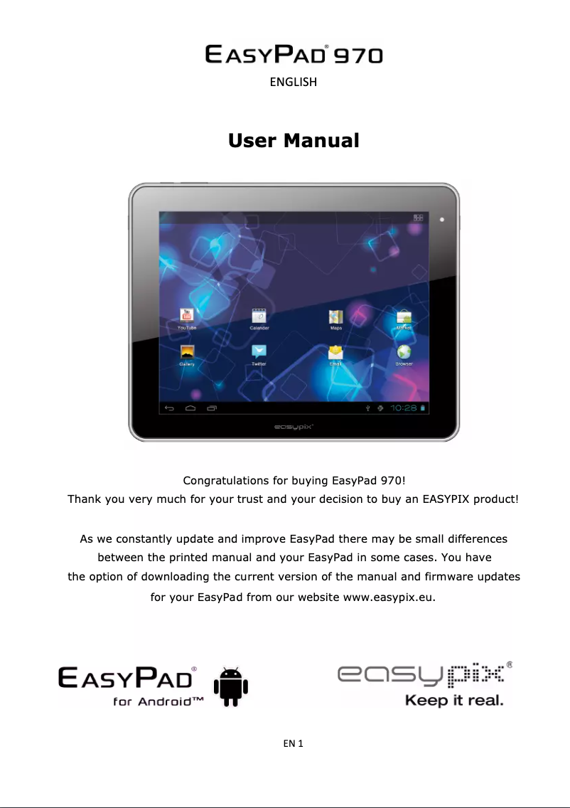 Page n°1 - Manuel utilisateur Easypix EasyPad 970 Satellite 4.0