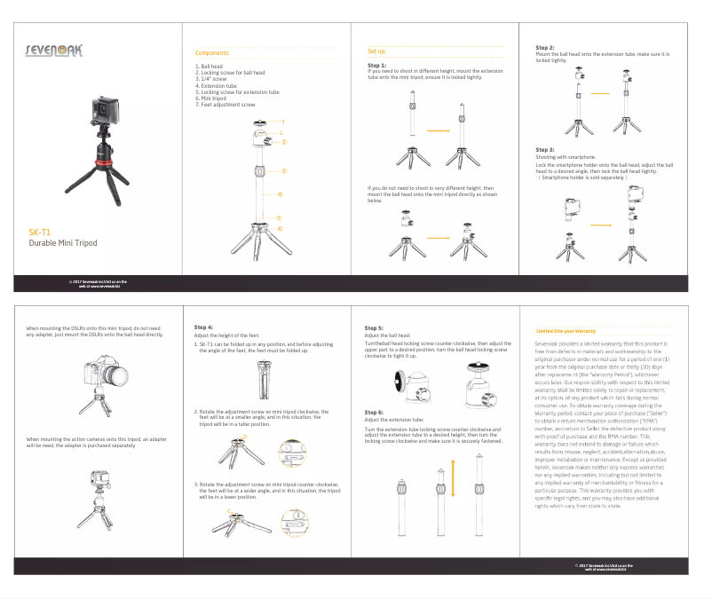 Page 1 de la notice Manuel utilisateur Sevenoak SK-T1