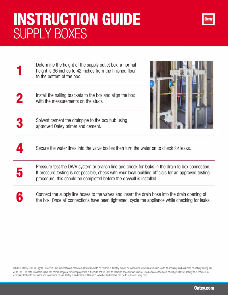 Page 1 de la notice Manuel utilisateur Oatey 38562