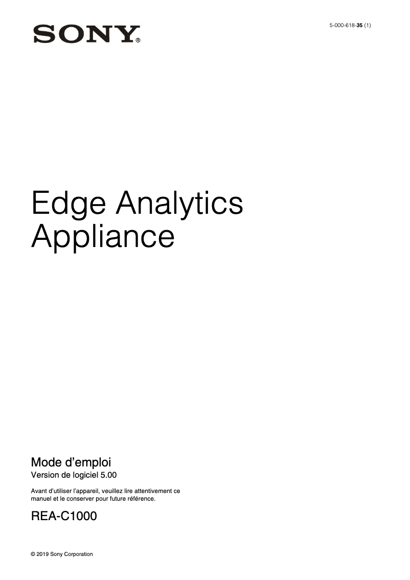 Page 1 de la notice Manuel utilisateur Sony REA-C1000