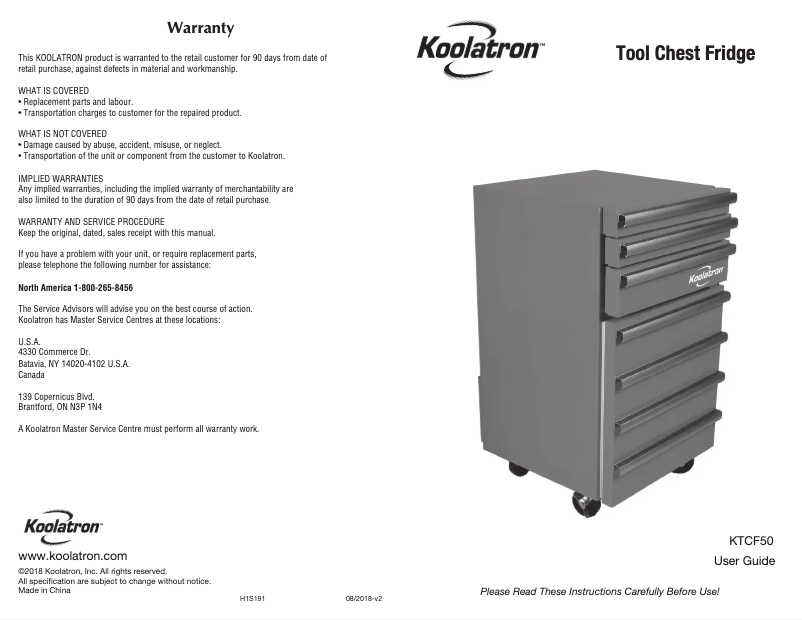 Image de la première page du manuel de l'appareil KTCF50