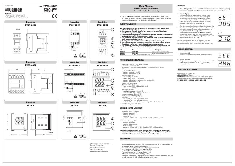Image de la première page du manuel de l'appareil EV2M-2DIN