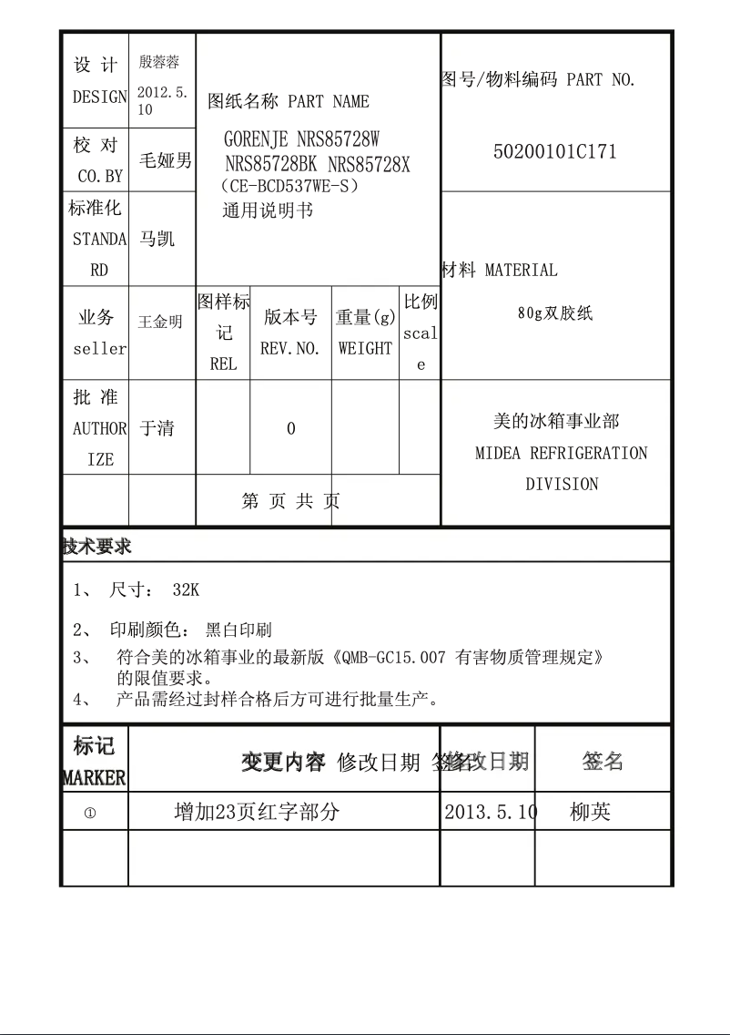 Page n°1 - Manuel utilisateur Gorenje NRS85728