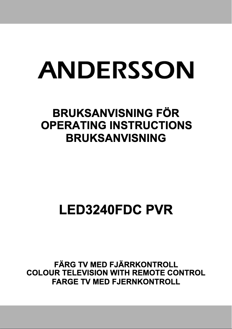 Page 1 de la notice Manuel utilisateur Andersson LED3240FDC PVR