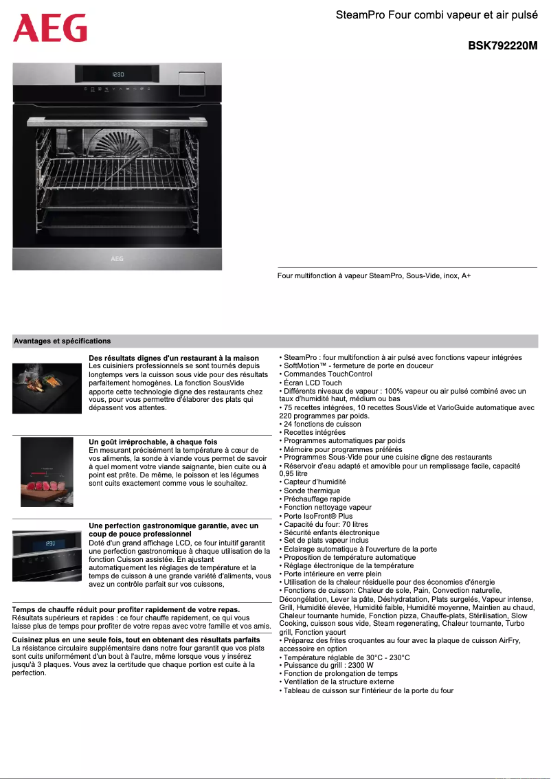 Page n°1 - Fiche technique AEG BSK792220M