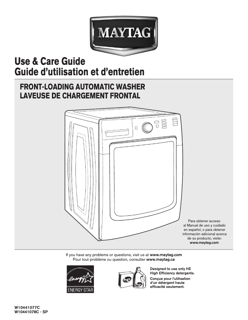 Page n°1 - Manuel utilisateur Maytag MHW3000BW Maxima X