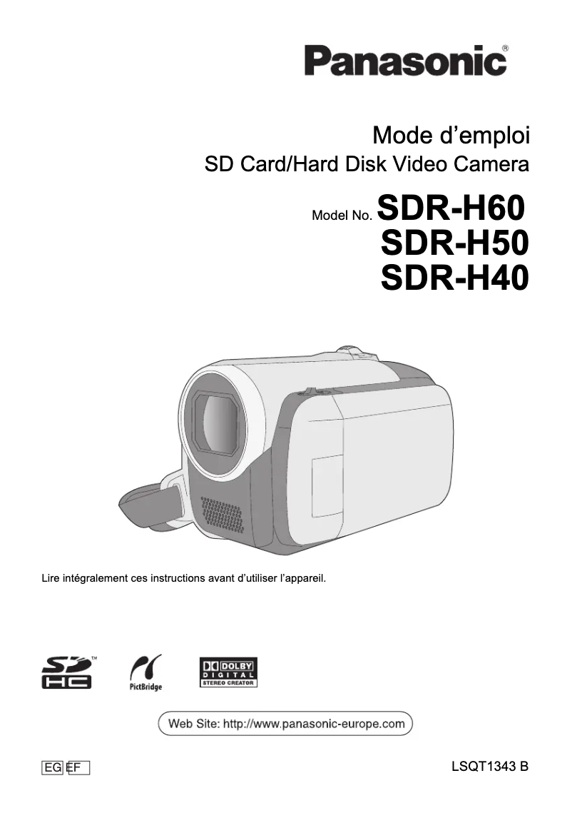 Page n°1 - Manuel utilisateur Panasonic SDR-H50