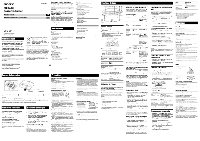 Página 1 del manual Manual de usuario Sony CFD-S01