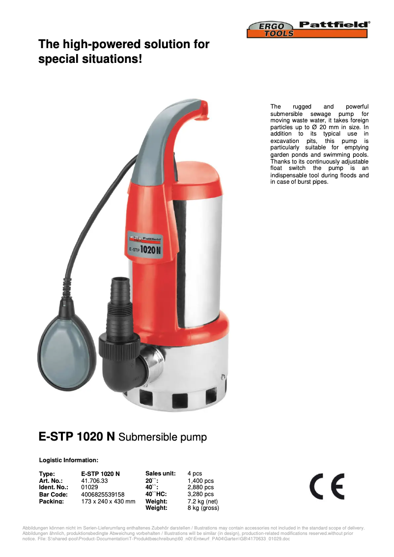 Image de la première page du manuel de l'appareil E-STP 1020 N