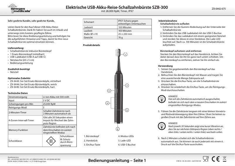 Page 1 de la notice Manuel utilisateur Newgen Medicals SZB-300