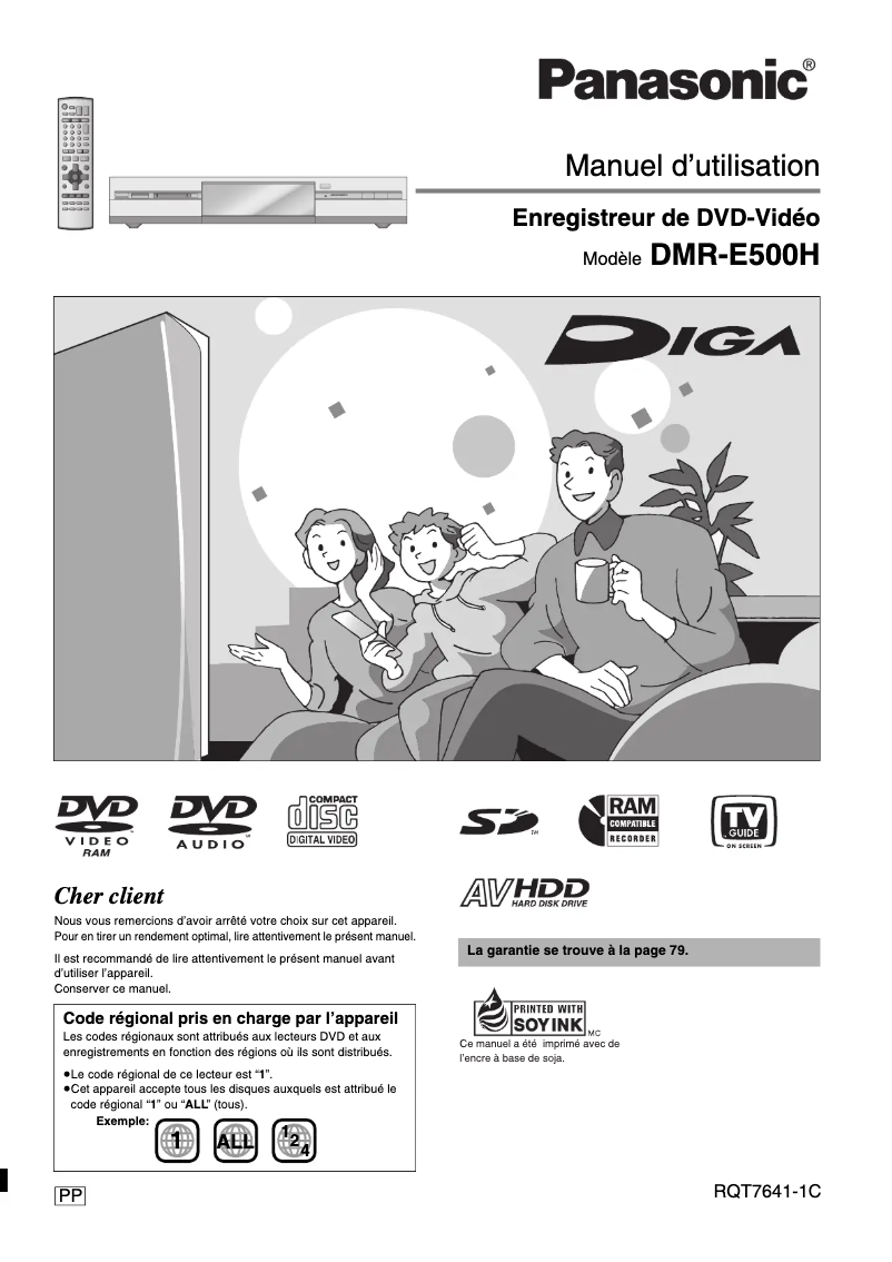 Page 1 de la notice Manuel utilisateur Panasonic DMR-E500