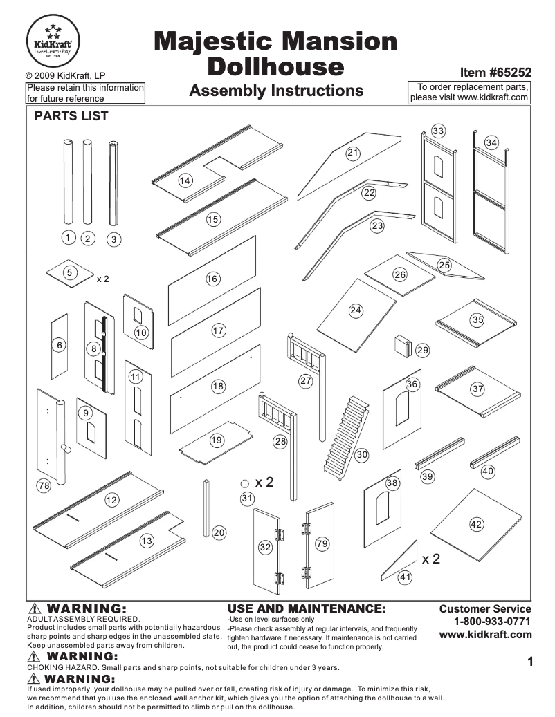 Page 1 de la notice Manuel utilisateur KidKraft 65252