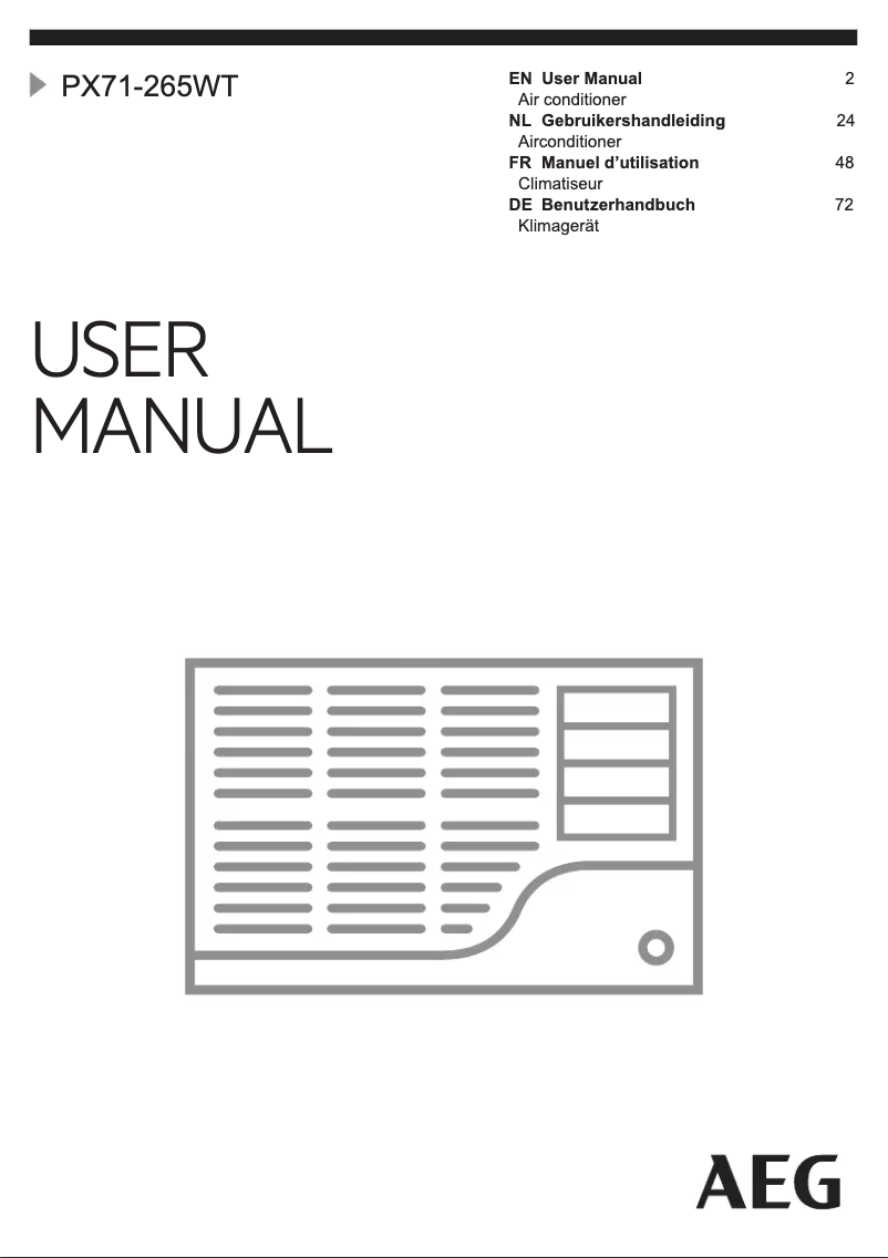 Image de la première page du manuel de l'appareil PX71-265WT