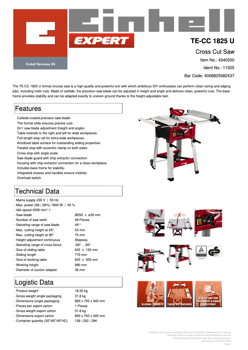 Image de la première page du manuel de l'appareil TE-CC 1825 U