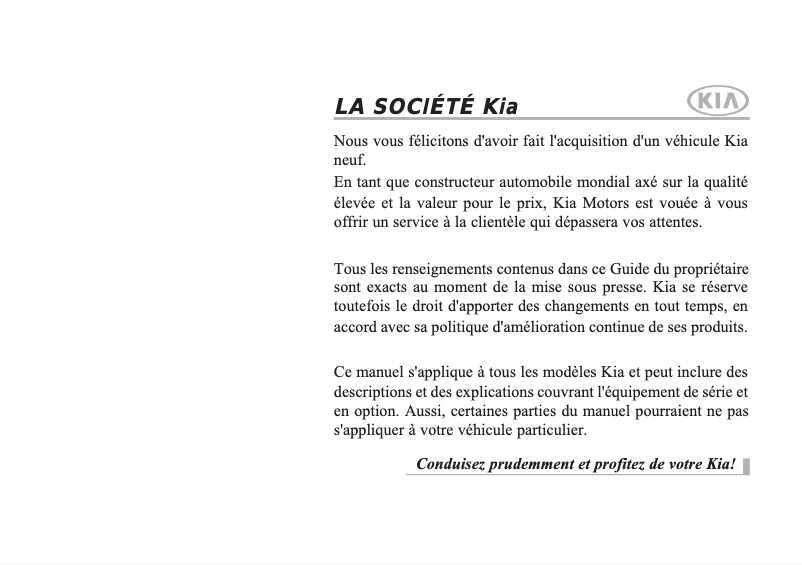 Page 1 de la notice Manuel utilisateur Kia Sorento (2016)