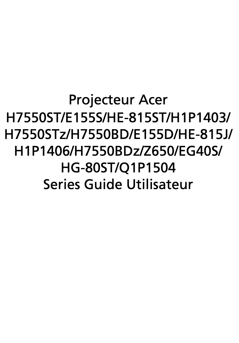 Page 1 de la notice Manuel utilisateur Acer Predator Z650