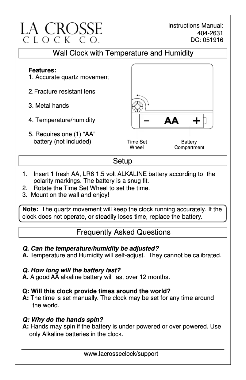 Page 1 de la notice Manuel utilisateur La Crosse Technology 404-2631