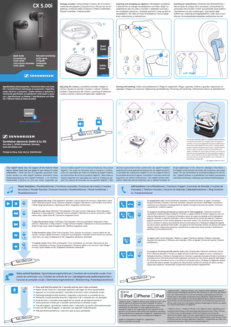 Page n°1 - Manuel utilisateur Sennheiser CX 5.00i
