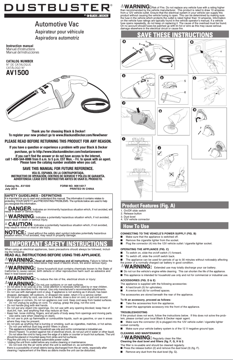 Página 1 del manual Manual de usuario Black & Decker AV1500