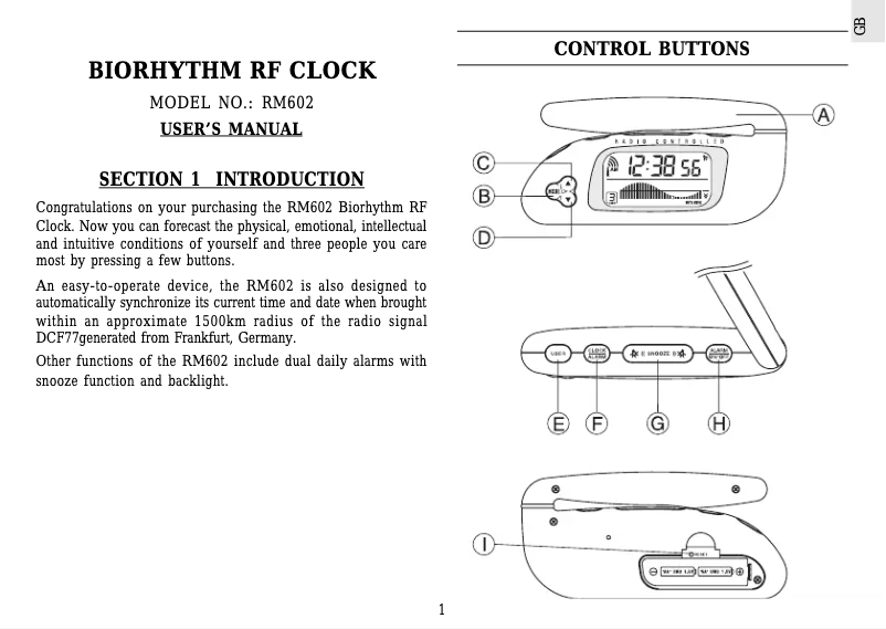 Image de la première page du manuel de l'appareil RM602