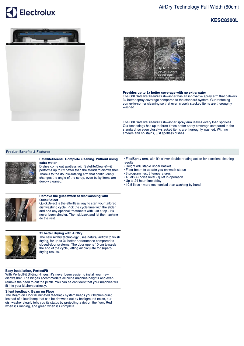 Page 1 de la notice Fiche technique Electrolux KESC8300L