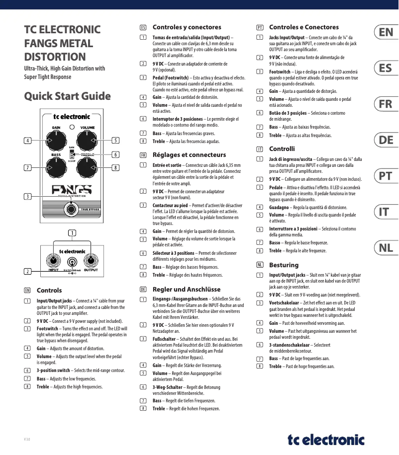 Page n°1 - Manuel utilisateur TC Electronic Fangs Metal Distortion