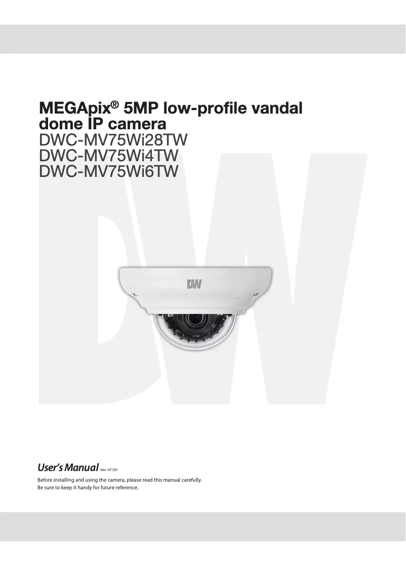 Page 1 de la notice Manuel utilisateur Digital Watchdog MegaPix IVA DWC-MV75WI28TW