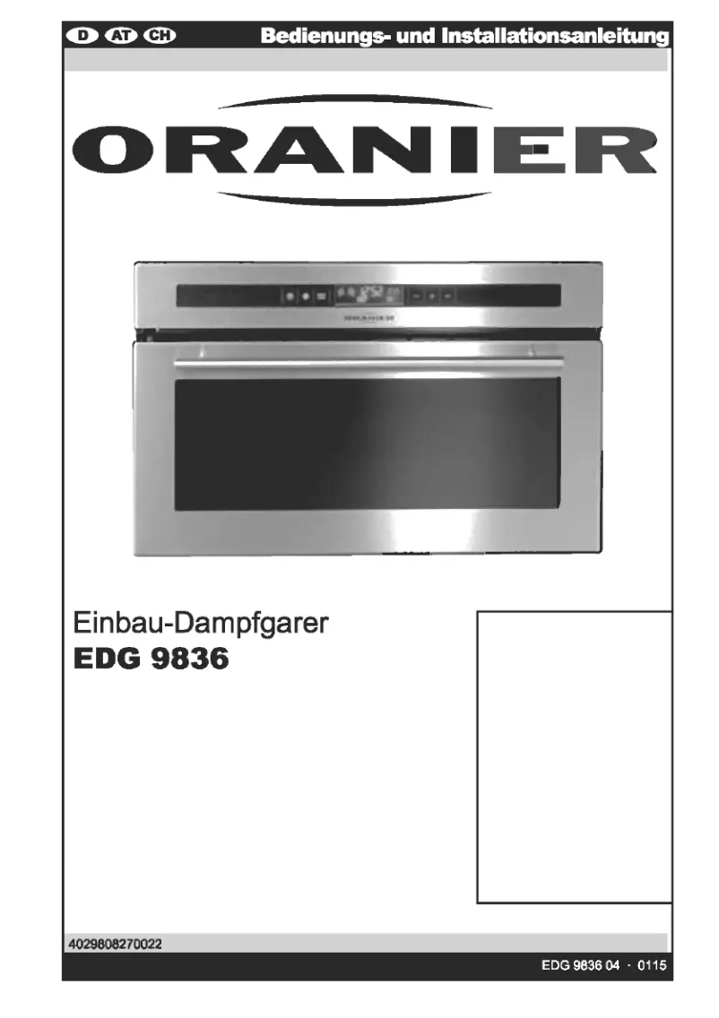 Page 1 de la notice Manuel utilisateur Oranier EDG9836