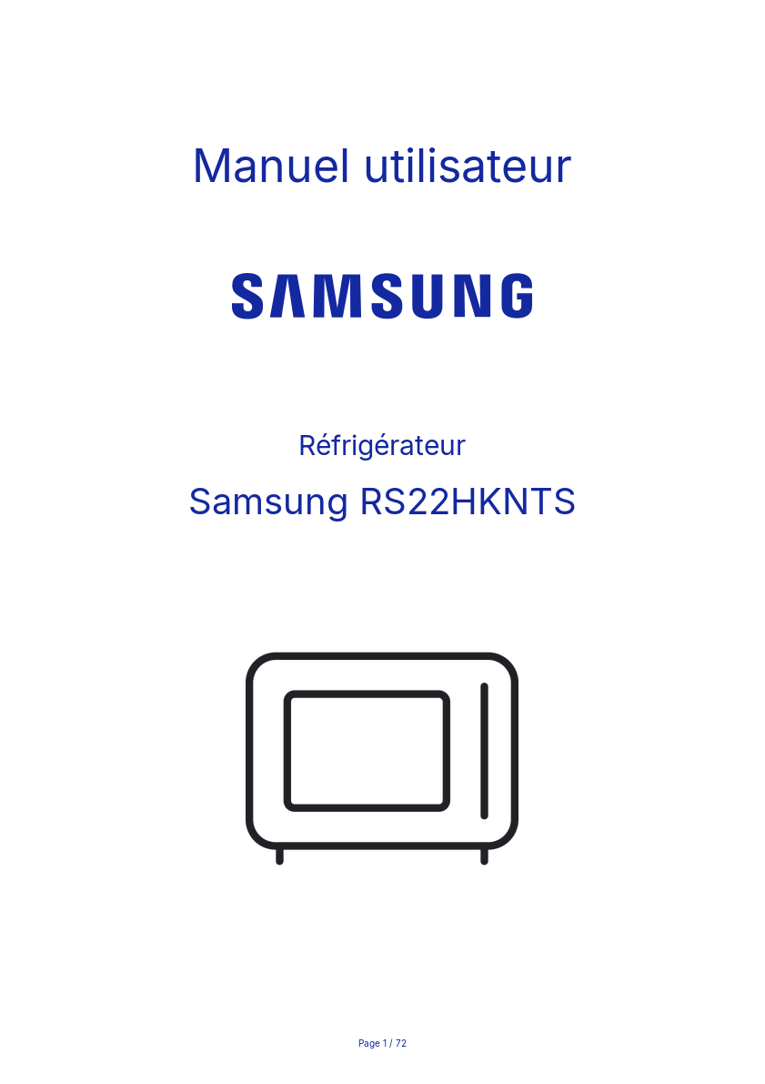 Page n°1 - Manuel utilisateur Samsung RS22HKNTS