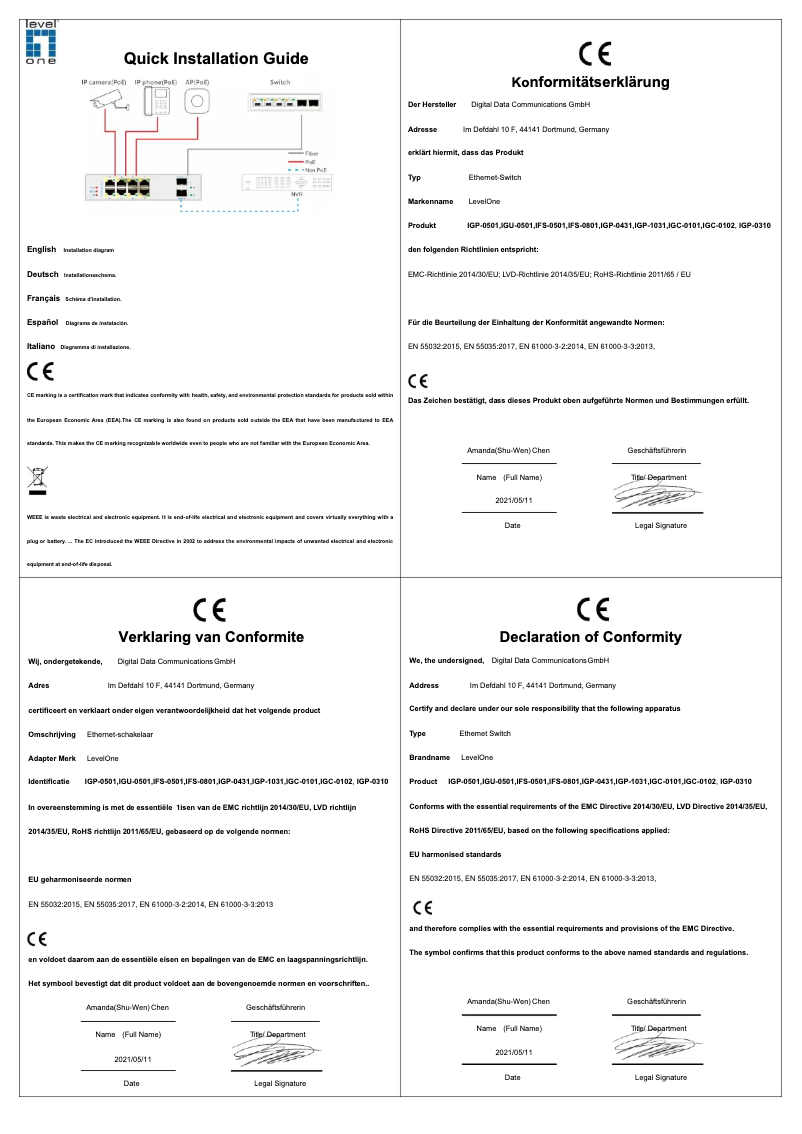 Page 1 de la notice Fiche technique Equip IGP-1031