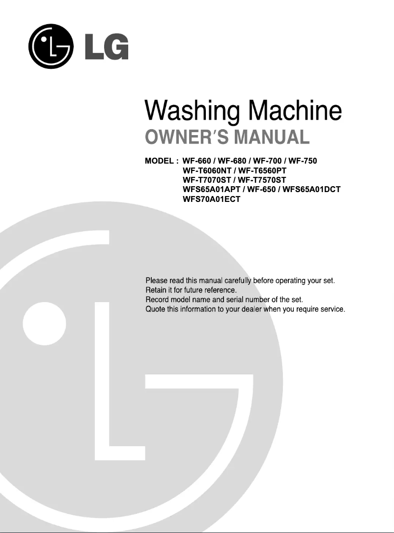 Page n°1 - Manuel utilisateur LG WF-700
