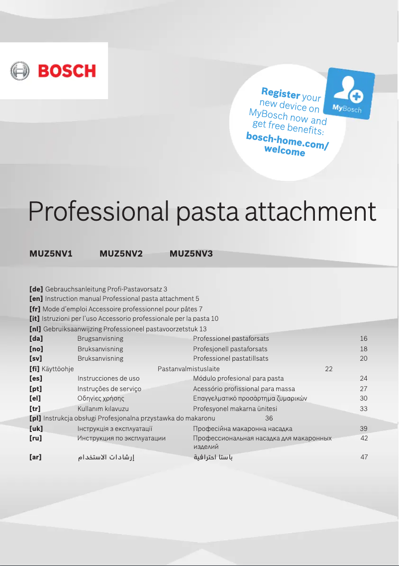 Page n°1 - Manuel utilisateur Bosch MUZ5NV2