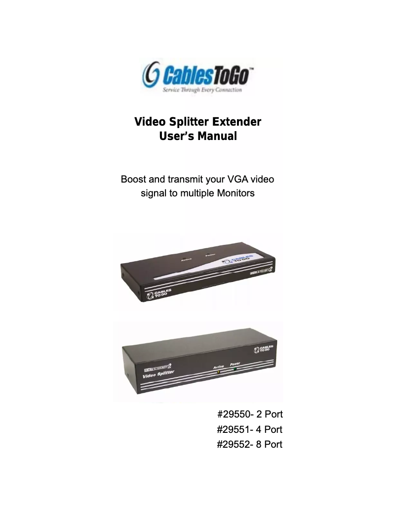 Page n°1 - Manuel utilisateur C2G 29552
